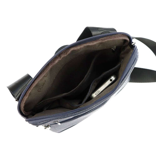 Vyriška mėlyna eko odos crossbody rankinė Pierre Cardin su reguliuojamu dirželiu