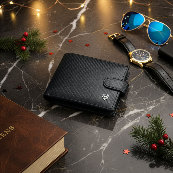 Vyriška odinė piniginė Stevens 325A Carbon, juoda S189