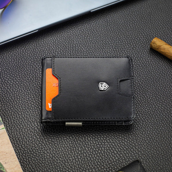 Vyriška plona piniginė, kortelių dėklas su RFID F02 leather S18