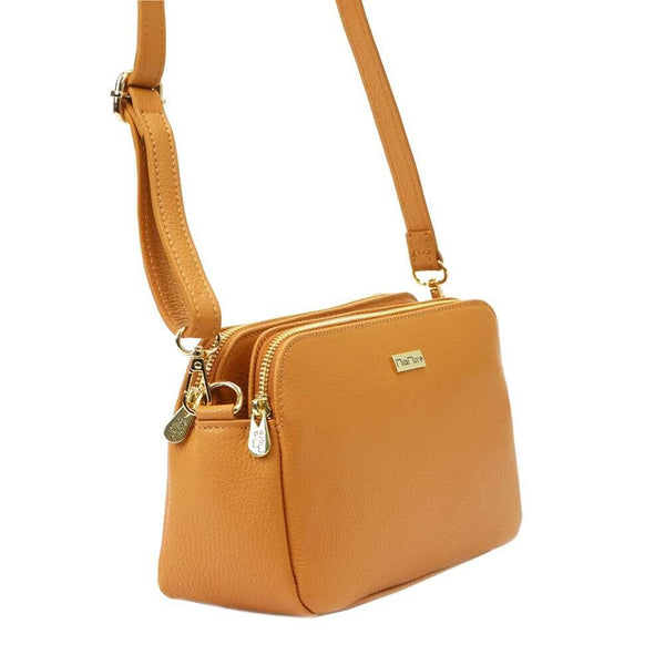 Moteriška odinė crossbody rankinė MiaMore, ruda