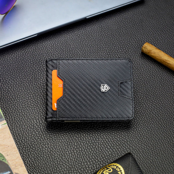 Vyriška plona piniginė, kortelių dėklas su RFID F02 carbon S19