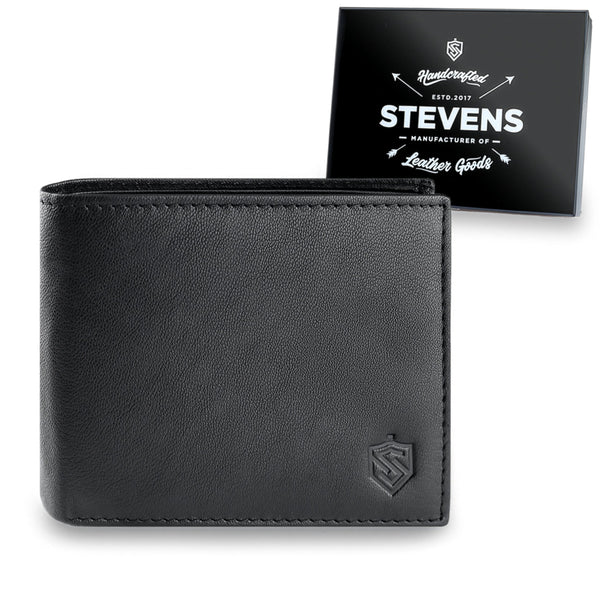 Natūralios odos SLIM piniginė vyrams Stevens 84, juoda S1033