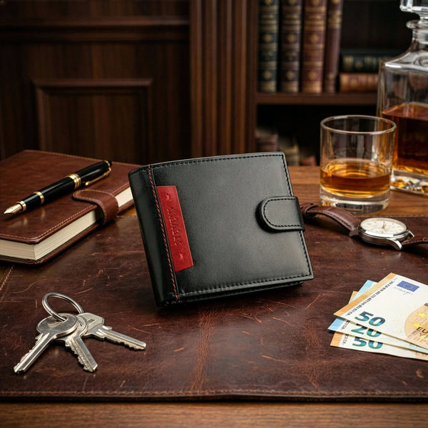 Vyriška natūralios odos piniginė Stevens Z05-325A, juoda N391