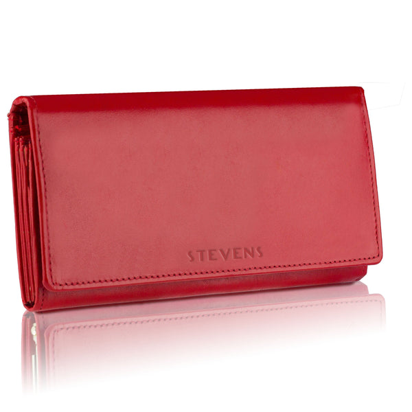Moteriška odinė piniginė STEVENS Extended Z02-063M raudona su RFID apsauga D1885