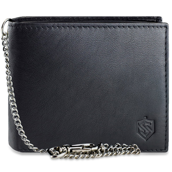 Juoda vyriška piniginė STEVENS su grandine S1084