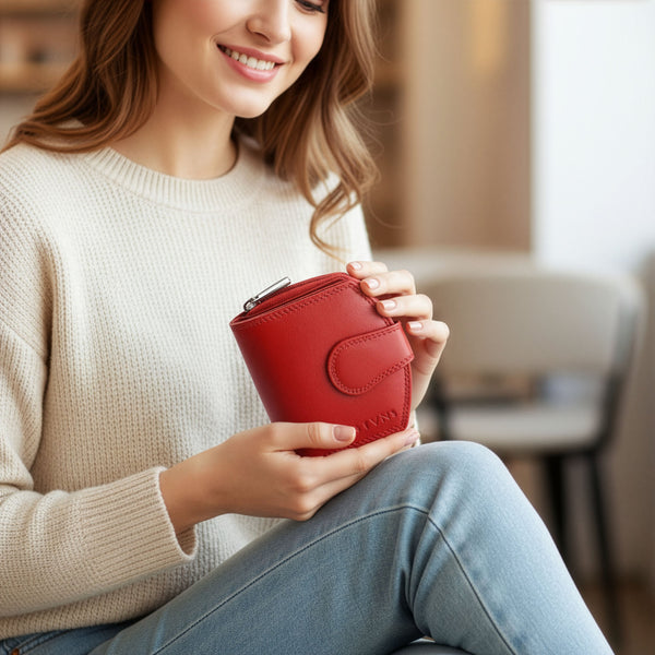 Piniginė moterims Stevens, raudona, su RFID apsauga