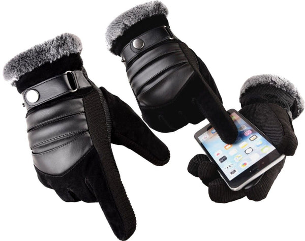 Vyriškos žieminės pirštinės KR74, juodos spalvos