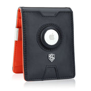 Vyriška odinė piniginė Stevens Airtag BLK/ORA S185