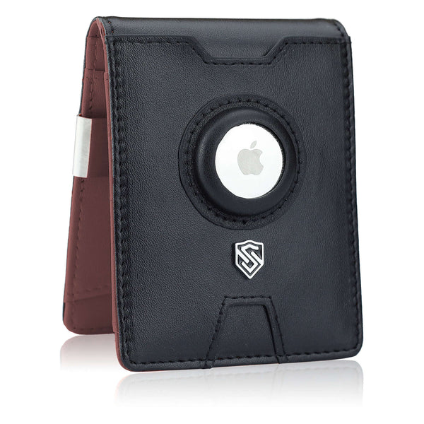 Vyriška odinė piniginė Stevens Airtag BLK/BRN S186