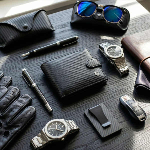 Vyriška odinė piniginė Stevens 325A Carbon, juoda S189