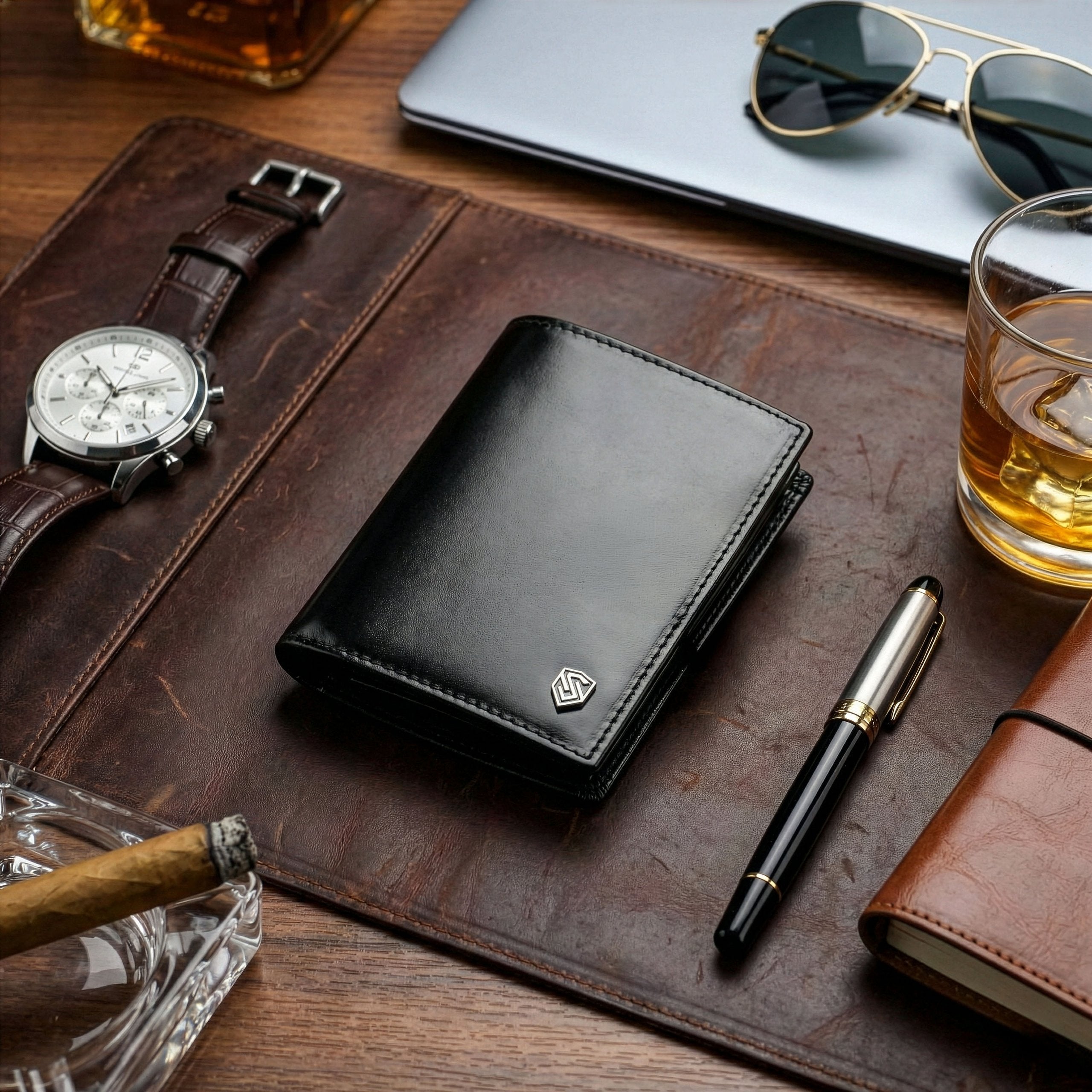 Vyriška odinė piniginė Stevens Z03-326, juoda S183