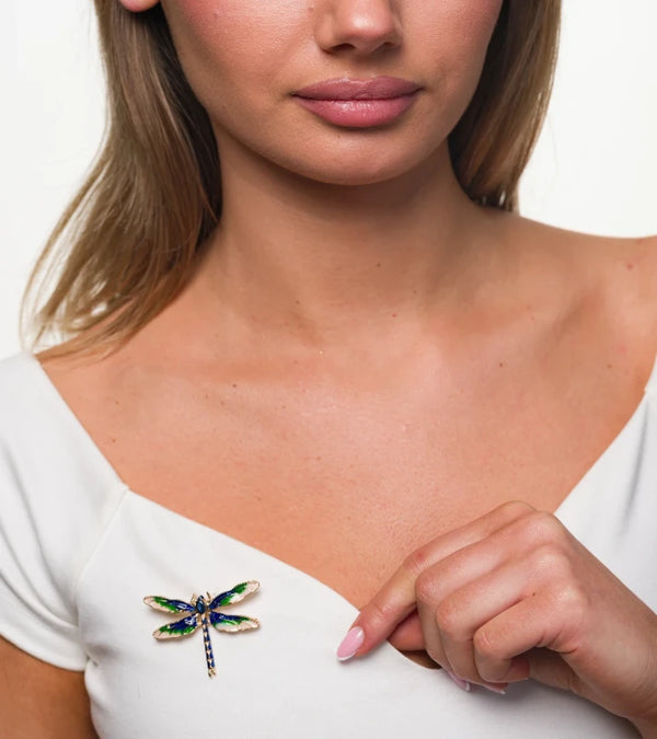 Prabangi Retro stiliaus sagė „Laumžirgis“ su žėrinčiais cirkoniais