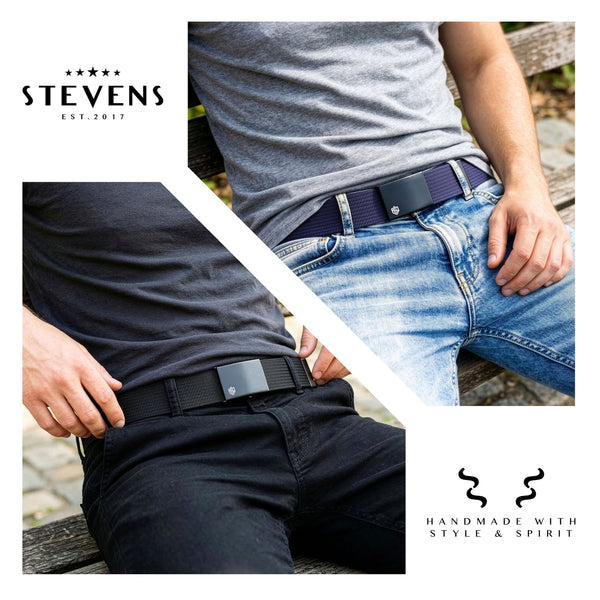 2 diržų komplektas STEVENS juodas + tamsiai mėlynas, 135cm XL, universalus