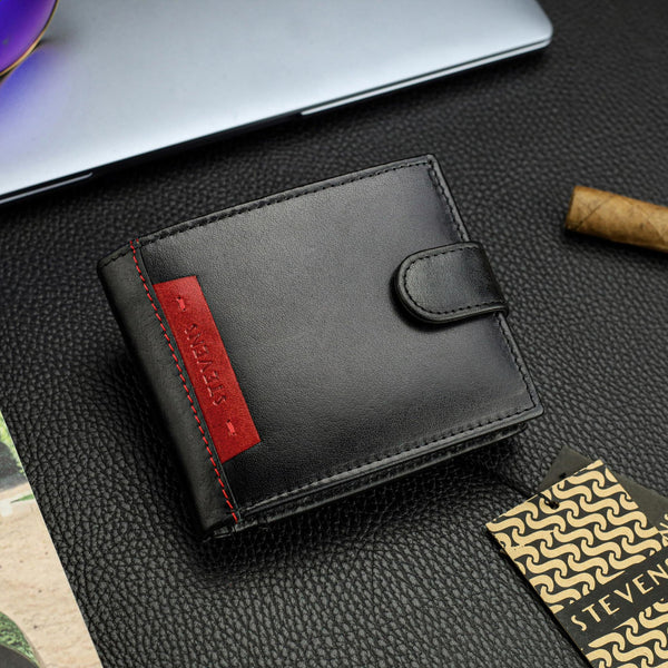 Vyriška natūralios odos piniginė Stevens Z05-325A, juoda N391