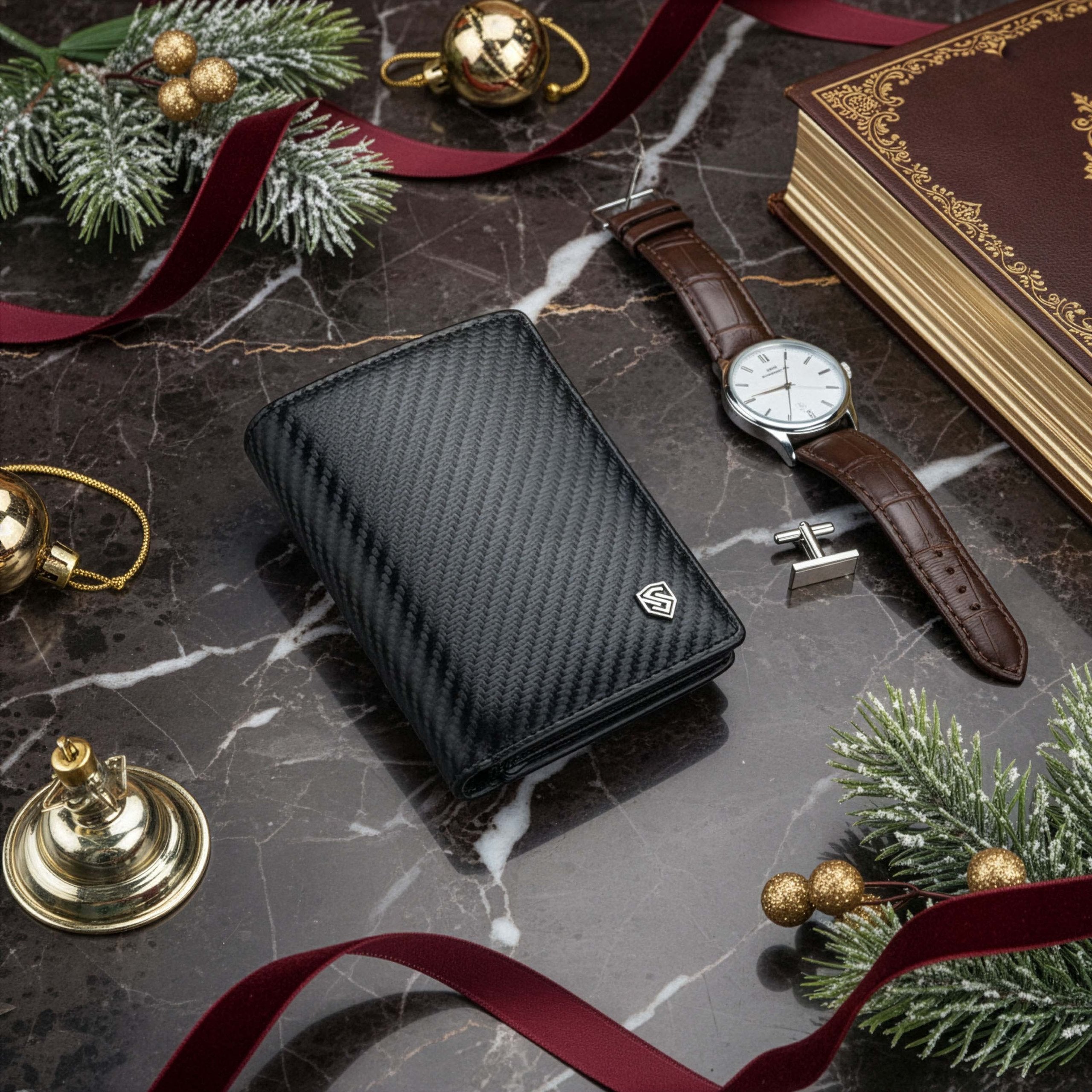 Vyriška odinė piniginė Stevens 326 Carbon, juoda S188