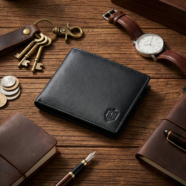 Natūralios odos SLIM piniginė vyrams Stevens 84, juoda S1033