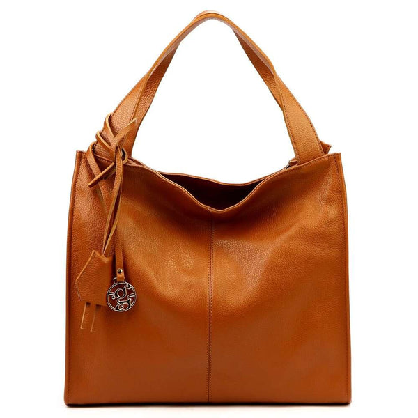 Moteriška odinė shopper tipo rankinė Gregorio 1725, ruda, talpina A4