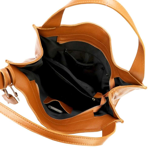 Moteriška odinė shopper tipo rankinė Gregorio 1725, ruda, talpina A4