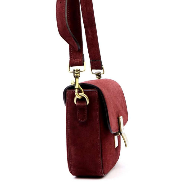 Moteriška odinė rankinė Luka 24-057-2, bordo, maža crossbody