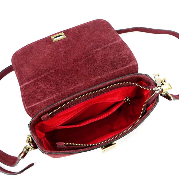 Moteriška odinė rankinė Luka 24-057-2, bordo, maža crossbody