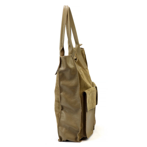 Moteriška didelė odinė shopper tipo rankinė Angelo, ruda, A4