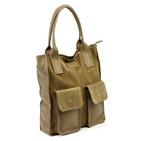 Moteriška didelė odinė shopper tipo rankinė Angelo, ruda, A4