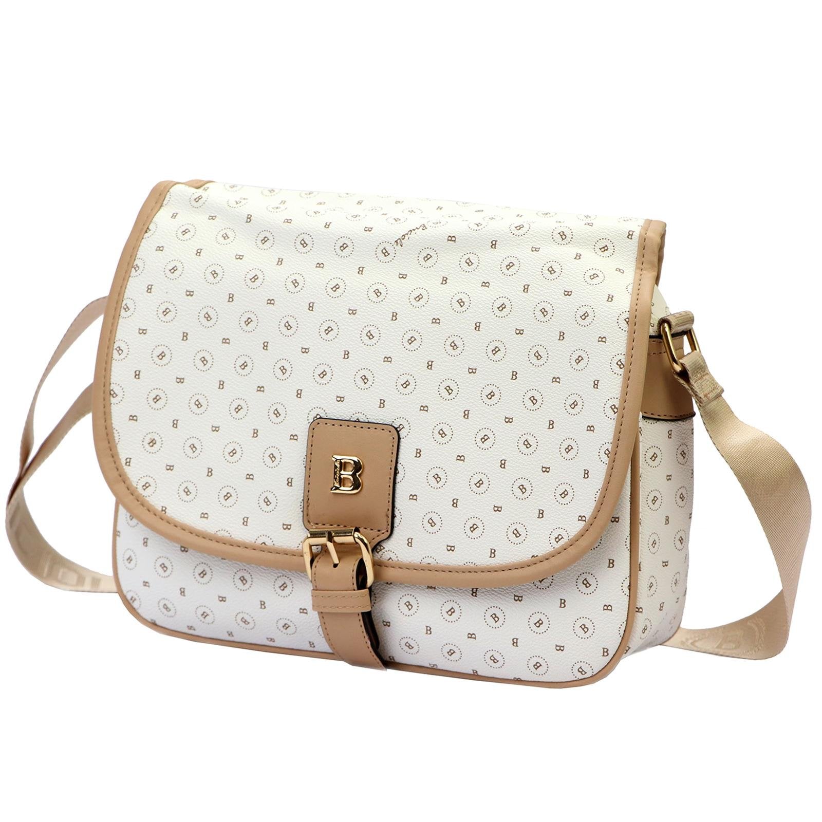 Moteriška crossbody rankinė Briciole 4023, balta‑smėlio, veganiška eko oda