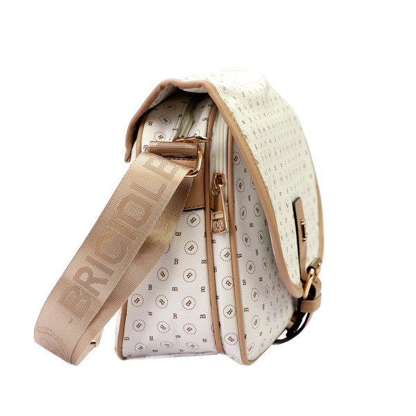 Moteriška crossbody rankinė Briciole 4023, balta‑smėlio, veganiška eko oda