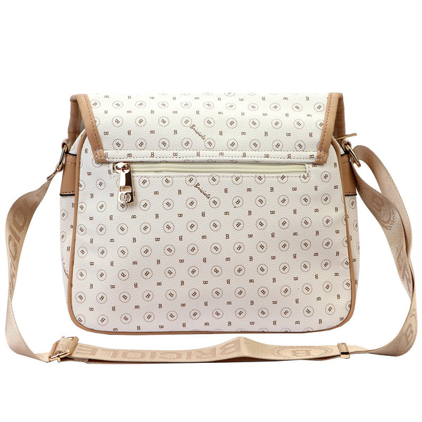 Moteriška crossbody rankinė Briciole 4023, balta‑smėlio, veganiška eko oda