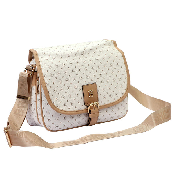 Moteriška crossbody rankinė Briciole 4023, balta‑smėlio, veganiška eko oda