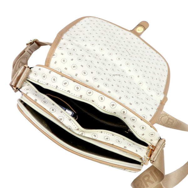 Moteriška crossbody rankinė Briciole 4023, balta‑smėlio, veganiška eko oda