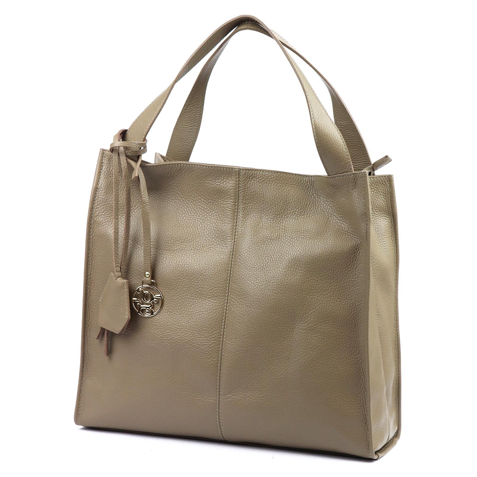 Moteriška didelė odinė shopper tipo rankinė Gregorio 1725, taupe, A4
