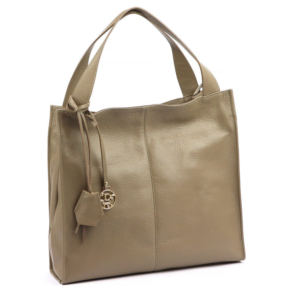 Moteriška didelė odinė shopper tipo rankinė Gregorio 1725, taupe, A4