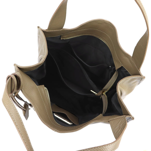 Moteriška didelė odinė shopper tipo rankinė Gregorio 1725, taupe, A4