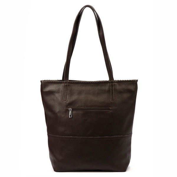 Moteriška didelė odinė shopper tipo rankinė Luka, tamsiai ruda, A4