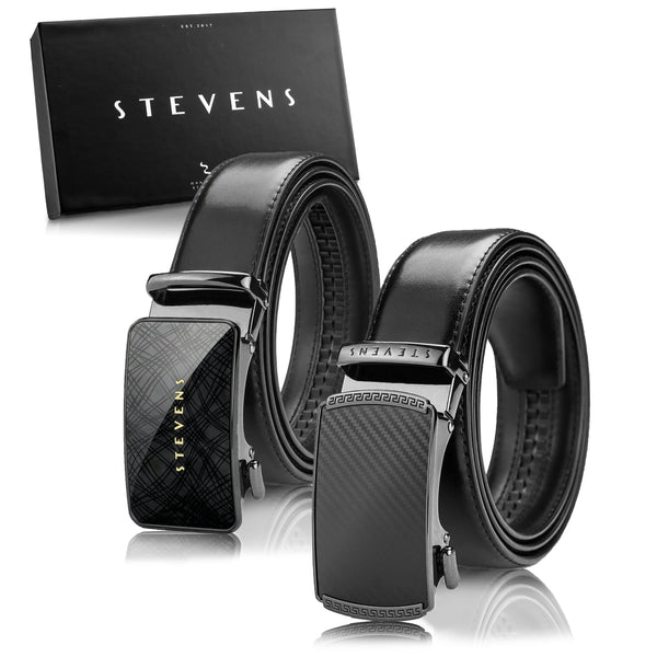 Vyriškas juodas odinis automatinis diržas STEVENS, 2 viename D39735
