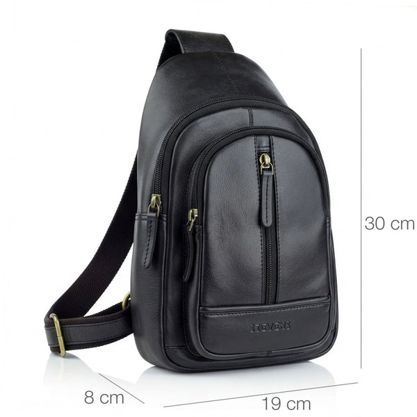 Natūralios odos rankinė-kuprinė STEVENS, juoda D39769