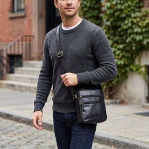 Vyriška odinė rankinė STEVENS, juoda D39775