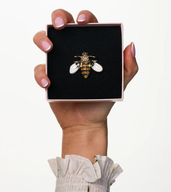 Prabangi Sagė „Bitė“ su Cirkonio Kristalais