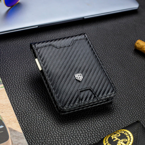 Vyriška plona piniginė, kortelių dėklas su RFID F02 carbon S19