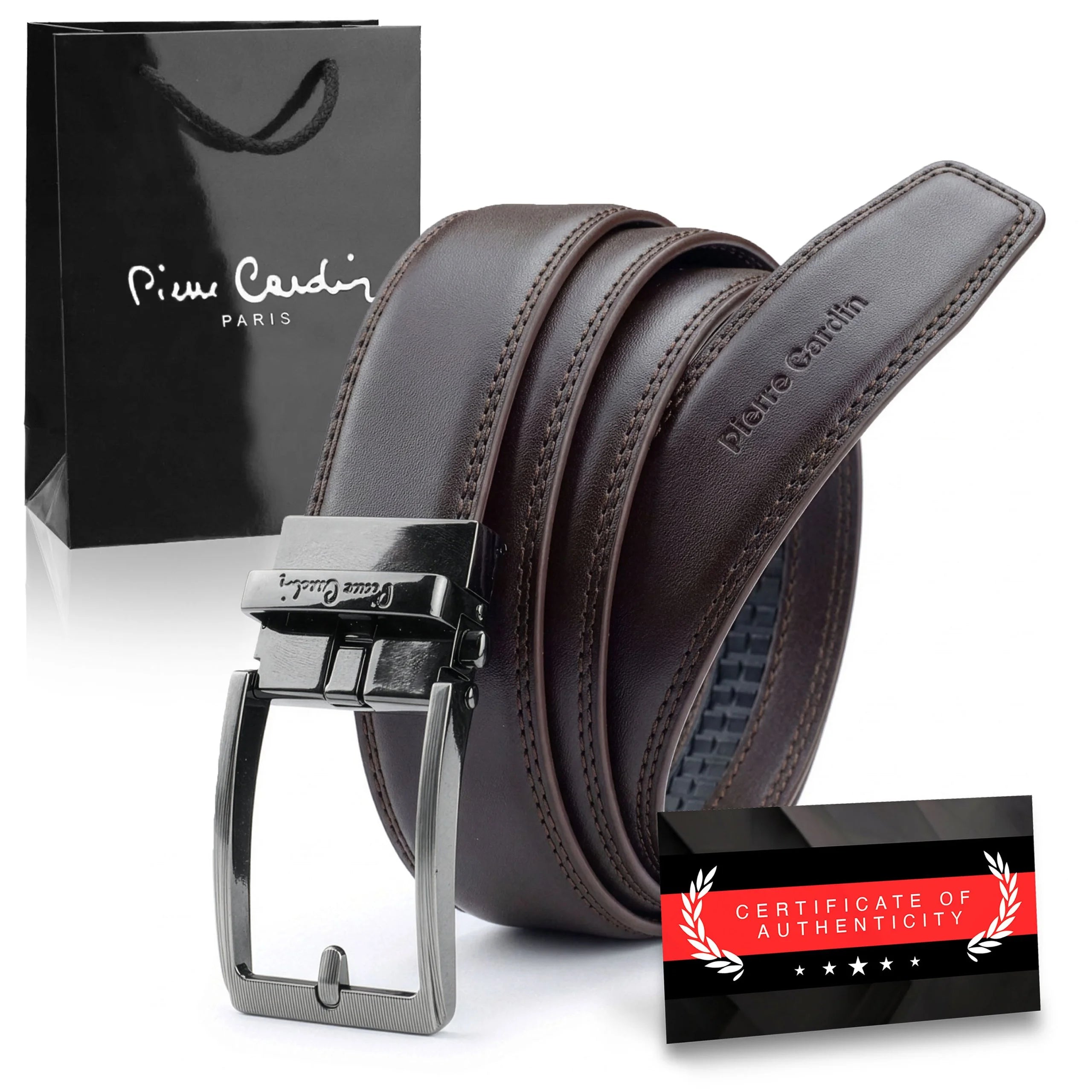 Vyriškas diržas su automatine sagtimi Pierre Cardin, rudas D40023