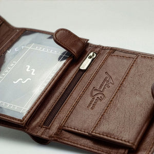 Vyriška vertikali odinė piniginė su RFID STEVENS, ruda D40032