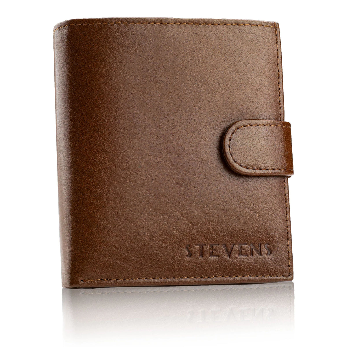 Vyriška vertikali odinė piniginė su RFID STEVENS, ruda D40032