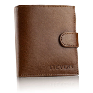Vyriška vertikali odinė piniginė su RFID STEVENS, ruda D40032