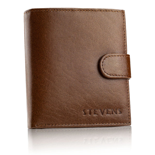 Vyriška vertikali odinė piniginė su RFID STEVENS, ruda D40032