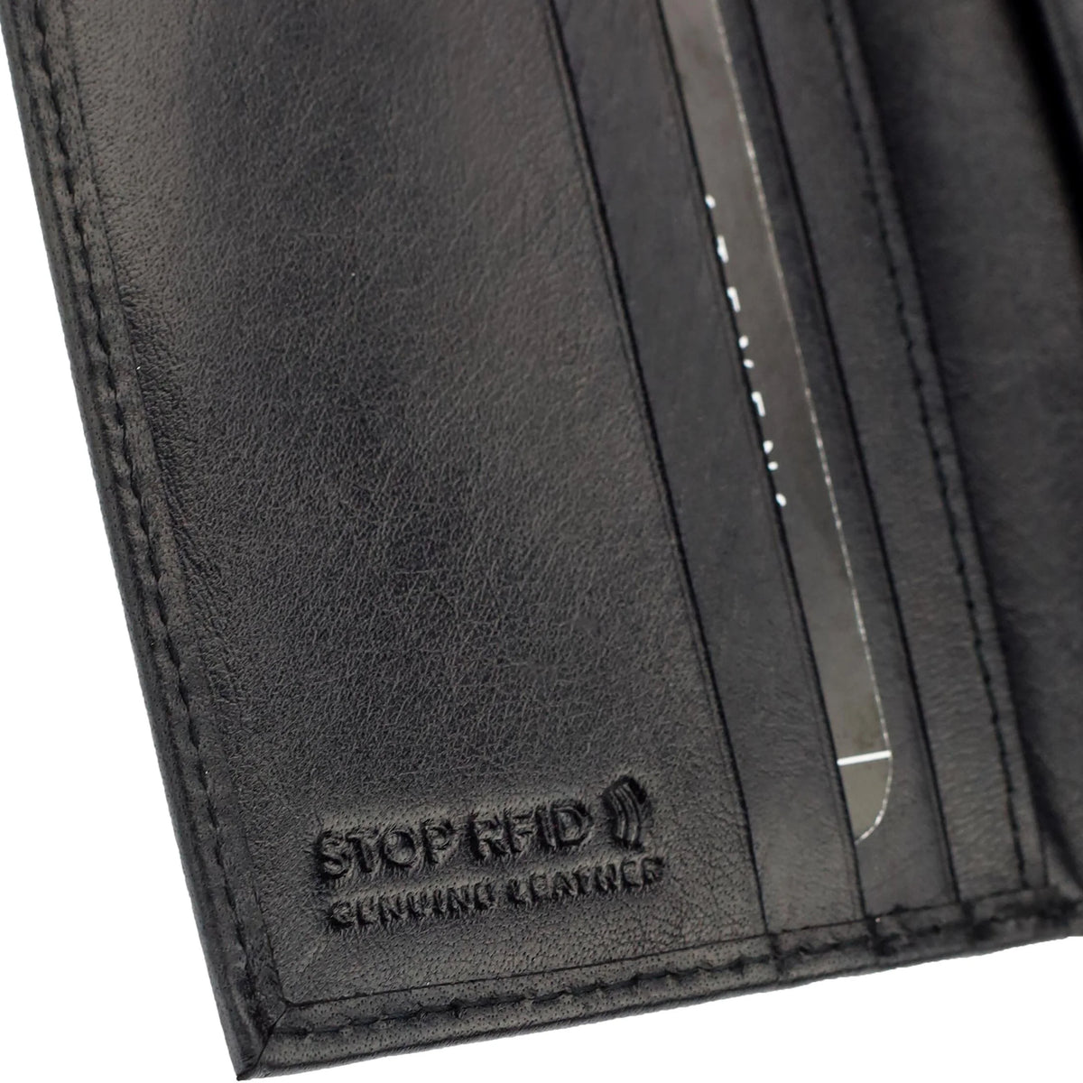 Maža plona vyriška odinė piniginė su RFID STEVENS, juoda D40033
