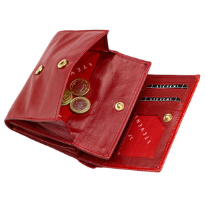 Talpi moteriška odinė RFID piniginė STEVENS®, raudona lakuota, krokodilo rašto D40034