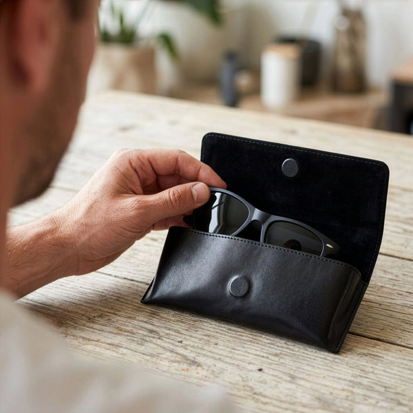 Odinis akinių dėklas su magnetu STEVENS, juodas D40036