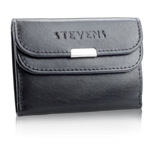 Maža moteriška odinė piniginė su RFID apsauga STEVENS, juoda D40038