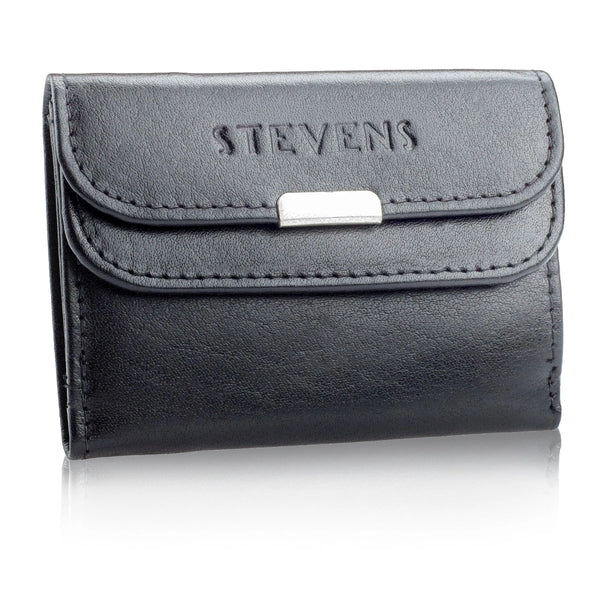 Maža moteriška odinė piniginė su RFID apsauga STEVENS, juoda D40038